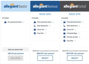 Allegiant Air Seat Selection Fees